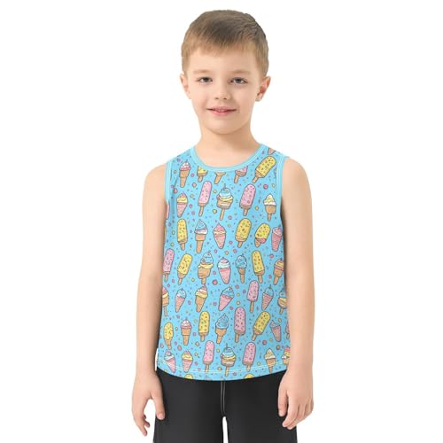 Boys Tank Top Shirts Colorful Popsicle Ice Cream Cartoon Sleeveless T-Shirts Crew Neck for Kids Clothing Children2