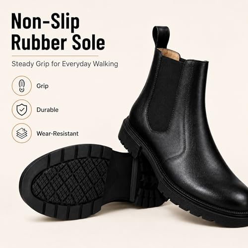 Image of Men's Premium Leather Chelsea Boots | Double Elastic Gussets & Breathable OrthoLite Anti-Odor Insoles | Slip-Resistant Rubber Outsole, Leather Lined for All-Day Comfort (Casual & Work)