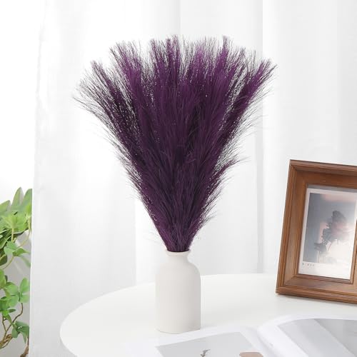 Pampa artificial pequeña morada de 45cm para jarrón y decoración interior 6