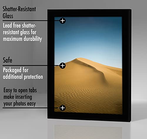 Americanflat 9x12 Picture Frame with Shatter-Resistant Glass - Signature Collection - Gallery-Style Frames Made of Engineered Wood - Photo Frame for Tabletop and Wall Display - Black by Americanflat - Image 2