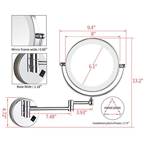 Miroir de maquillage en laiton éclairé 10x pour fixation murale - 6