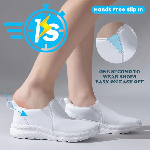 Image of ZOVE Wide Toe Box Shoes Women Wide Width Waterproof Leather Hands Free Nursing Sneakers Ultra Light Extra Wide Walking Sneakers Non-Slip Chef Diabetes Nurse Work Shoes