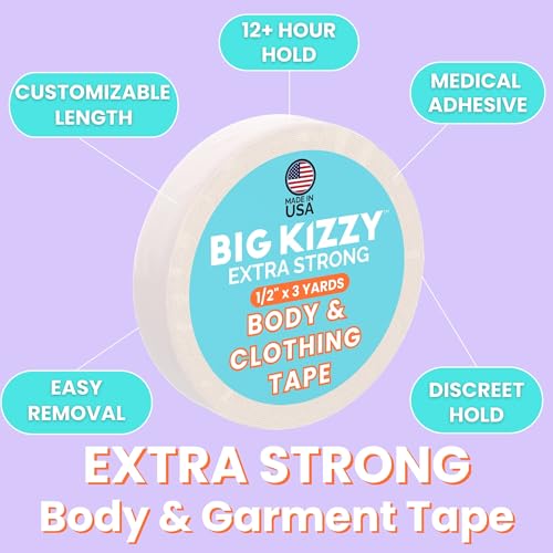 Image of Big Kizzy Extra Strong Body and Clothing Tape Roll (1 /2 inch x 3 yds)