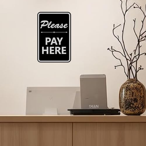 Panneau Please Pay Here rouge grand format pour guidage client en caisse - 2