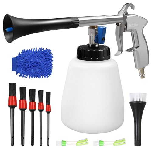 MaxAwe - MaxAwe Pistolet de nettoyage automatique haute pression, 1 l, 6-9,2 bar, kit de nettoyage à air comprimé avec buse, serviettes, gants, brosses, pour l'entretien des sièges de voiture