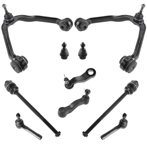 Replacement Front 10 Piece Steering and Suspension Kit Compatible with GMC Sierra 1500 (All Wheel Drive, 4-Groove Pitman Arm)