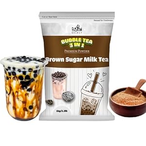 Fusion Select 2.2lb Brown Sugar Milk Tea Powder Flavored-3-in-1 Drink Powder with Cream & Sugar – Instant Pre-Mixed Beverage for Hot or Cold Blends or Yummy Frappes