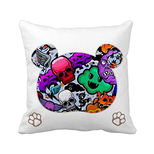 Housse de coussin crâne multicolore jacquard haut de gamme - 2