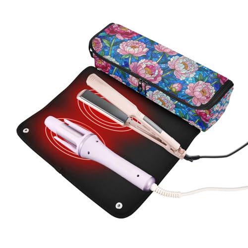 Organizador de Herramientas para Cabello 2 en 1 y Alfombrilla Resistente al Calor con Estampado Floral miniatura 2