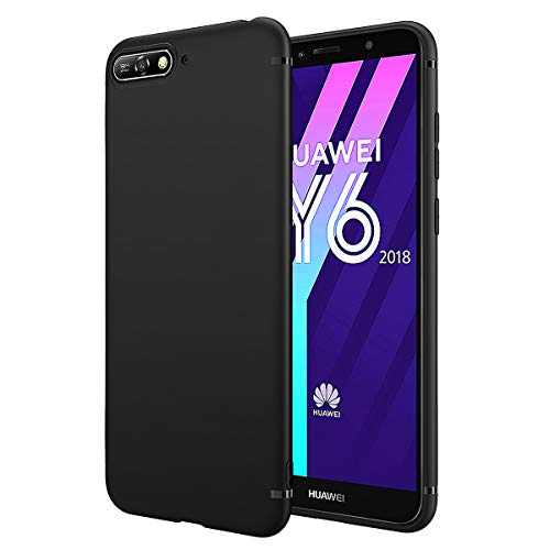 EIISSION Cover per Huawei Y6 2018 Custodia in TPU Opaco, Morbido TPU Custodia Cover Slim Anti Scivolo Custodia Protezione Posteriore Cover Antiurto per Huawei Y6 2018 - Nero