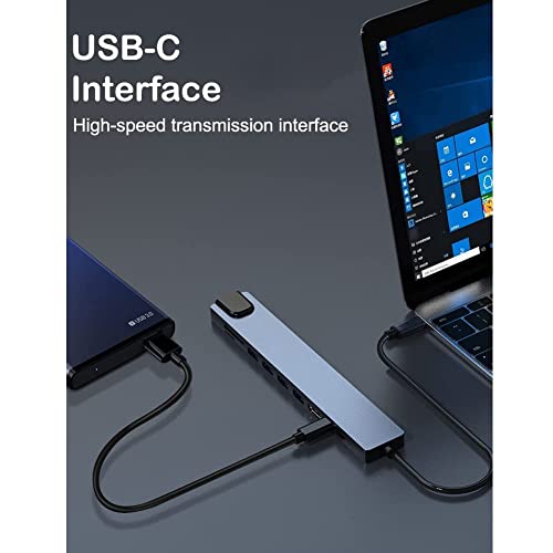 Image of USB HUB 10-in-1 USB C Hub Multiport Adapter, with 4K HDMI, USB-C and 4-Slot USB 3.0 5Gbps Data Transfer Port, SD /TF Card Reader, Ethernet RJ45 Hub for Type-C Devices (USB C to 10 in 1 HUB)