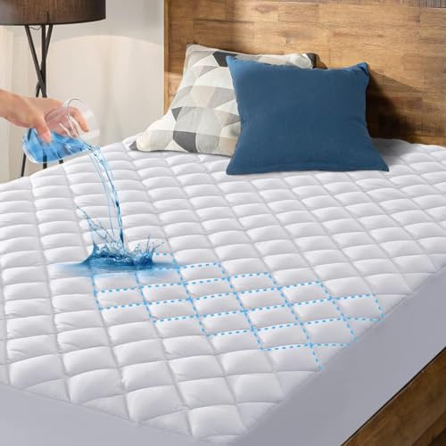 Pure Textile 100% Waterproof Mattress Protector, Ultimate Protection, Noiseless & Anti Allergenic Quilted Mattress Protector Single Bed, 30cm Extra Deep Skirt, Easy Fit & Machine Washable (90x190 cm)