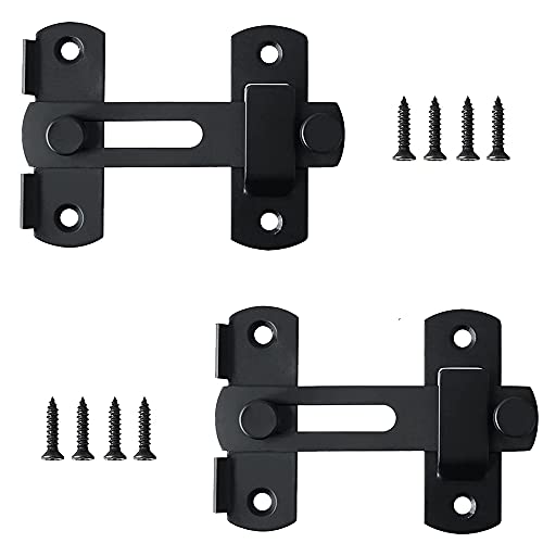2 Piezas Pestillo de puerta corredera para puertas cerradura deslizante con cerrojo para puertas Pestillos para puerta de acero inoxidable negro Puerta Corredera de Acero Inoxidable enchufar Cover