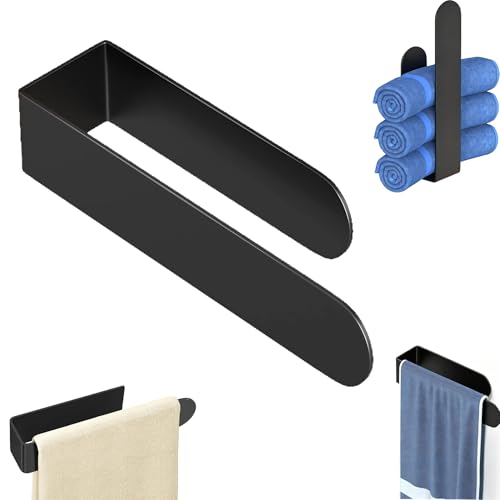 GoodTool Hand Bath Towel Bar Self Adhesive Towel Ring for Bathroom and Kitchen No Drill Towel Holder with U-Shape Design Modern Bathroom Organization (Black)