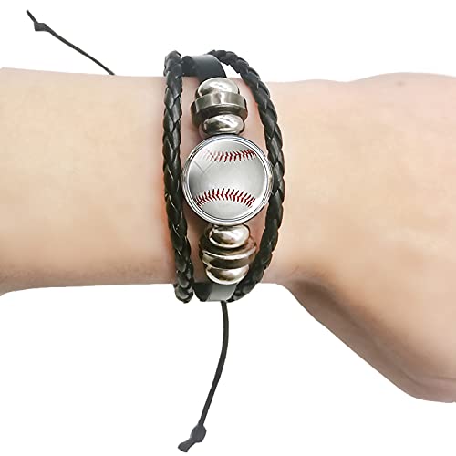 Acocony Softball Bracelet Bracelet -Baseball Bracelet - Softball Bracelet Jewelry -Baseball Jewelry - Adjustable Braided Softbal Baseball Bracelets - Baseball Gifts Softbal Gifts #TOP2