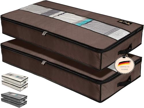 LACAZO NEU Unterbettkommode 2er Set- Unterbett Aufbewahrungstasche - wasserdichte Unterbett Aufbewahrung aus Stoff - Clothes Storage Bag - Verstauen und Aufbewahren von Bettwäsche und Kleidung (BRAUN) LACAZO NEU Unterbettkommode 2er Set- Unterbett Aufbewahrungstasche - wasserdichte Unterbett Aufbewahrung aus Stoff - Clothes Storage Bag - Verstauen und Aufbewahren von Bettwäsche und Kleidung (BRAUN)