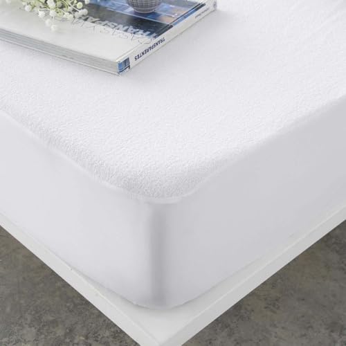 NATURALS - Protector de Colchón Ajustable Liso - Rizo 100% Algodón - Impermeable, Transpirable y Antialérgico - Cama 120 (120x200 cm) - Cubre Colchón - Oeko-Tex Standard 100