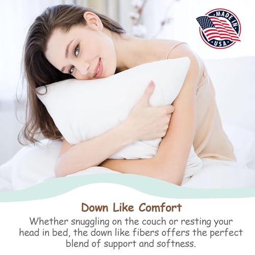 Image of Pillowflex Synthetic Down Pillow Insert 14x32 in - Karate Chop Pillow | Large Rectangle Sham Form, Plush Polyester Cotton Blend, Cloud-Like Comfort, Clump-Resistant Fill, Smooth Elegant Finish