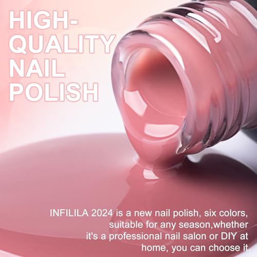 Kit de Esmaltes de Gel Nude Milky White Pink 6 Colores 10ML miniatura 3