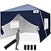 Finfree Pavillon 3x3 Faltpavillon Faltbar mit 4 Seitenteilen, Rolltasche, 4 Sandsäcken, Wasserdicht Gartenpavillon, Partyzelt Gardenzelt für Party, Fest und Flohmarkt, Navy Blau