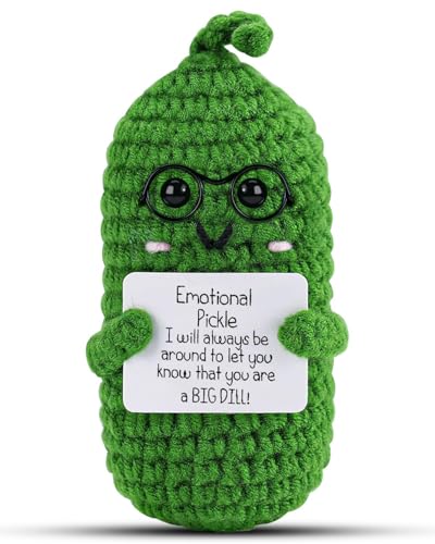 Image of Hoedia Crochet Pickle Dolls Friend Birthday Easter Gifts for Her Women Wife Girlfriend Sister from Husband Men, Cute Funny Gifts for Coworkers Student Teacher Roommates (Pickle with Glasses)