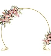 Asee'm 7.2FT Gold Wedding Arch Round Backdrop Stand Large Circle Metal Floral Balloon Frame for P...