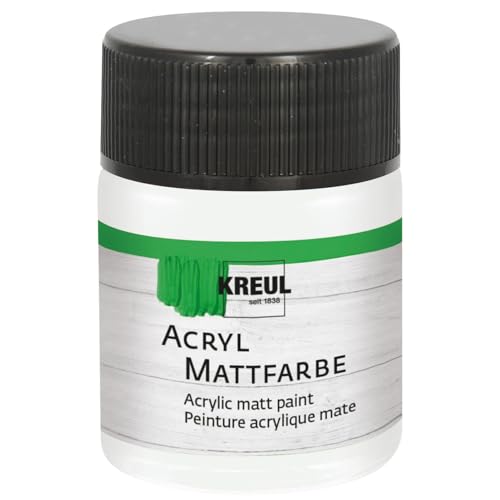KREUL 75502 - Vernice acrilica opaca, bianco pastello in barattolo da 50 ml, vernice a base d'acqua dalla copertura cremosa e dall'asciugatura rapida, adatta a molte superfici diverse