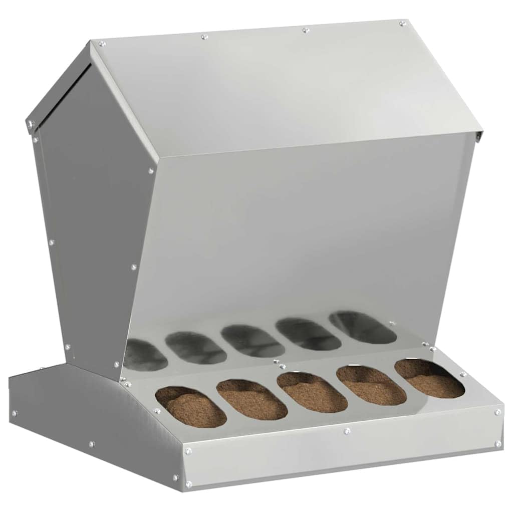 Comedero para pollos de acero galvanizado, 40 x 40 x 45 cm, resistente a la intemperie, para interior y exterior, con capacidad de 5 kg, estable y fácil de montar para una gestión