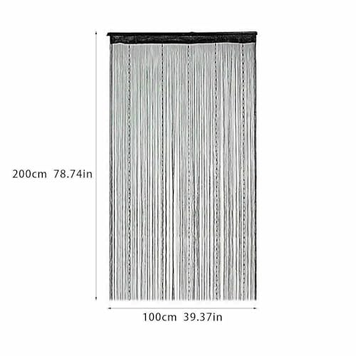 Dew Drop Chain Bead Curtain String Door Room Divider Fly Bug Screen Tassel String Line Door Curtains Window Room Divider Decorative Tulle Curtains For Room String Bead Curtain (Black) - Image 2