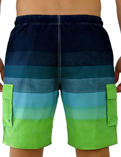 Mens 9 Inch Swim Trunks with Compression Liner Inseam Quick Dry 2 in 1 Beach Board Shorts with Cargo Pockets — view 2