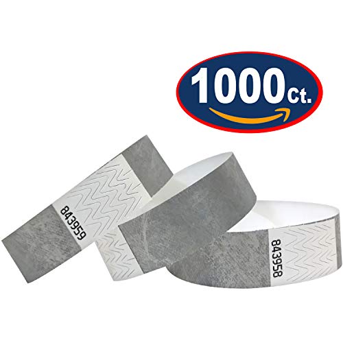 Pulseras de Identificación Tyvek 19 mm, 1000 piezas, pulseras événementiels, color plata 1000 Pack