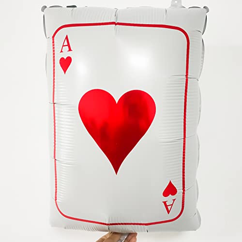 30Pcs Poker Foil Balloon Casino Party Decoration Gambling Balloon Party Game Balloon Casino Heart Diamond Spade Club Balloon Alice In Wondrland Poker Balloon Playing Card Balloon Boy Balloon #TOP6