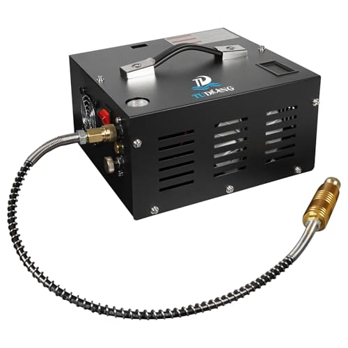 TUDIVING-4500Psi 300Bar 30Mpa Compresor de aire PCP portátil Bomba de automóvil de alta presión Adaptador de corriente incorporado de 12 V para inflador de tanque de buceo 220 V (TXES061)