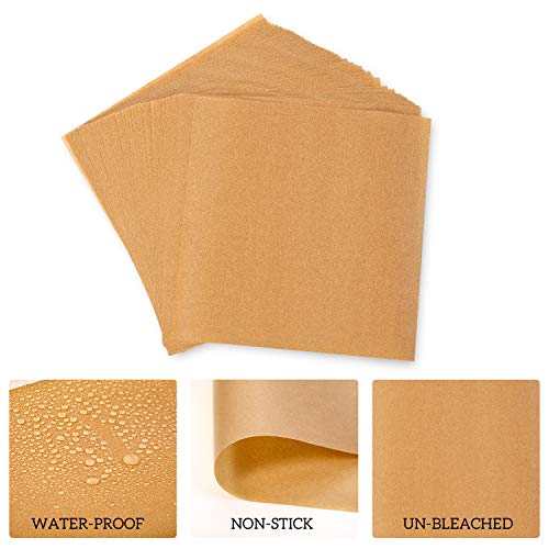 Image of Hiware 200 Count Unbleached Patty Paper, Burger Patty Paper, Non-Stick Wax Paper Sheets for Separate Burgers, Cookies & Other Foods When Storing, Freezing - 6 x 6