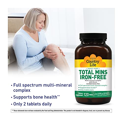 Country Life Target-Mins Total Mins Iron-Free - 120 Tablets - Multi-Mineral Complex - Supports Bone Health #TOP2