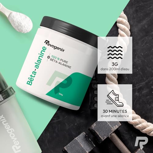 Bêta-Alanine | Poudre Pré-Workout 100% Pure | 83 Portions | Booster d’Entrainement | Force et Endurance | Contre les Crampes et Courbatures | Musculation et Fitness | 250g de Poudre Vegan | Revogenix – Image 6