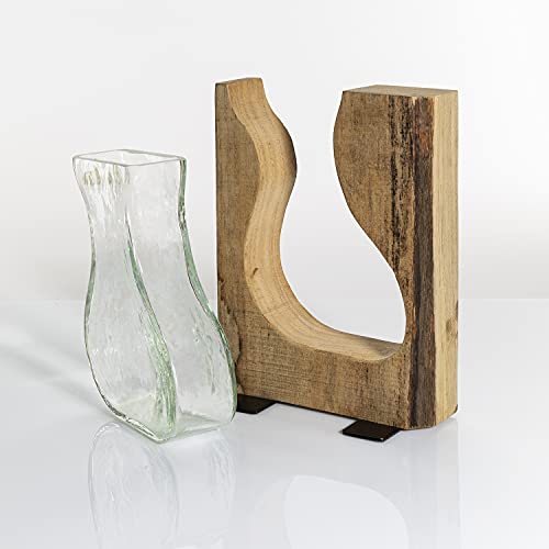 Weltbild Decoratieve vaas glas en hout - glazen vaas als landelijke stijl decoratie tafel decoratie hout decoratie bloemen decoratie huisdecoratie of lentedecoratie tafel glazen vaas hoekig als houten decoratie woonkamer smal modern & hoog - Afbeelding 5