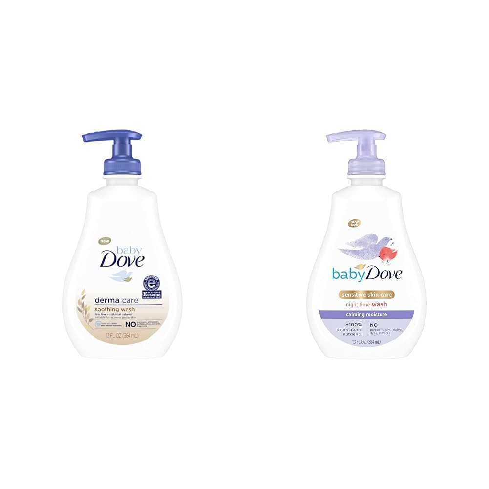 Baby Dove Soothing Wash and Calming Moisture Baby Wash Bundle with Colloidal Oatmeal and Chamomile Scent 13 oz (2 items)
