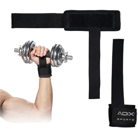 ADIX Sports - 2 PCS Weight Lifting Power Grip Wrist Straps With 5mm Neoprene Support Pads Strong Grip Hook & Loop Fastening (Color Black) Cover