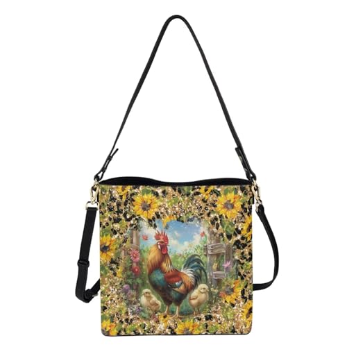 Image of HUGS IDEA Boho Bags for Women Leather Handbag Shoulder Bucket Crossbody Purse