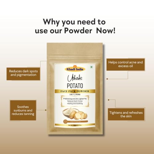 Image of Utkristh Khadi Potato Face Pack Powder 100 gm | Pure & Ayurvedic | For | Deep Cleansing for Glowing Skin | All Skin Types
