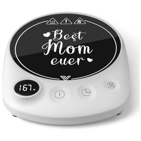 Bsigo Coffee Mug Warmer Best Mom Ever Coffee Warmer for Desk, 1-12h Timer Auto Shut Off Coffee Warmer for Home & Office, Portable Candle Beverage Cup Warmer Plate, Mom Mother Women Mother's Day Cover