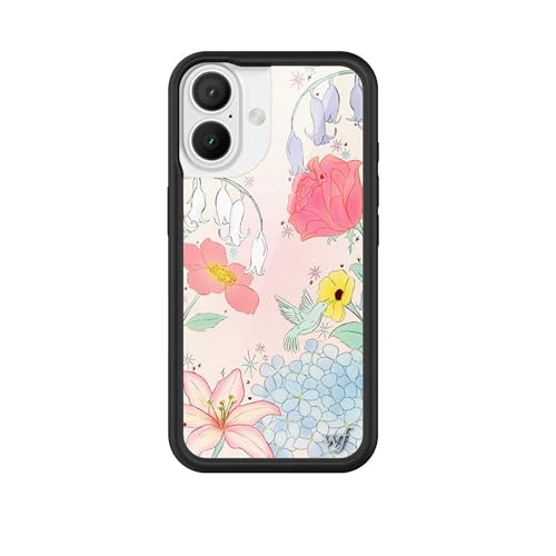 Image of Wildflower Cases - Compatible with iPhone 16 | Protective Black Bumper, 6.5ft Drop Test Certified, Women Owned Small Business | Pink Green Floral Aesthetic Trendy Cute | Bluebelle Dreams