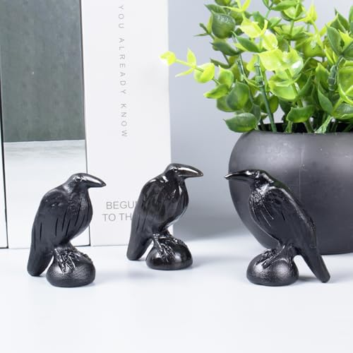 Figura de Cuervo en Obsidiana Negra de 2 Pulgadas miniatura 4
