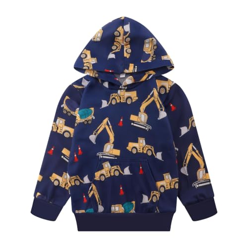 Image of Akyzic Baby Boys Dinosaurs Hoodie Boys Shark Pullover with Pocket Kids Truck Warm Sweatshirt Sweater