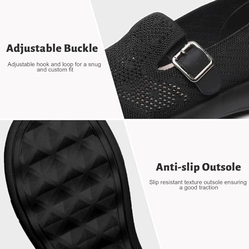 Mary Jane Flats Women with Adjustable Strap Wide Round Toe Casual Ballet Flats Shoes Dressy Comfortable for Office Work Walking Business3