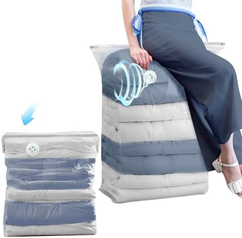 8 Pack Vacuum Storage Bags, Jumbo Space Saver (31x40x15 Inch), Vacuum Seal Bags for Clothes, Comforters, Blankets, Bedding, Closet Organization, Space Saving, Clear