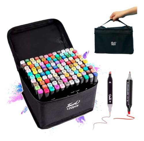 Caneta Marcador Para Colorir Desenho Profissional 36, 48, 60, 80 Cores Conjunto De Canetinhas Pontas Duplas Codificados por Cores Vivas para Desenho (120)