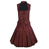 Damen Dirndl Kleid Dirndlkleid Trachtenkleid Zweiteiler Tanja Rock Mieder Weinrot 42