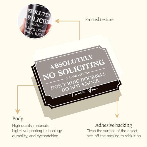 no soliciting sign for front doorself-adhesive elegant do not knock or ring doorbell no soliciting sticker for home no solicitors sign for doorbell house door home office 5634x 3934